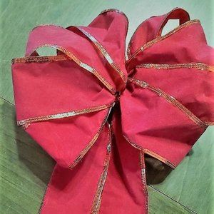 Handmade Red velvet Sparkle Trim Bow